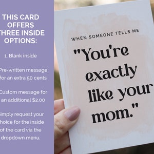 When someone tells me you're exactly like your mom, best compliment ever. Sweet greeting card for mom from daughter.
