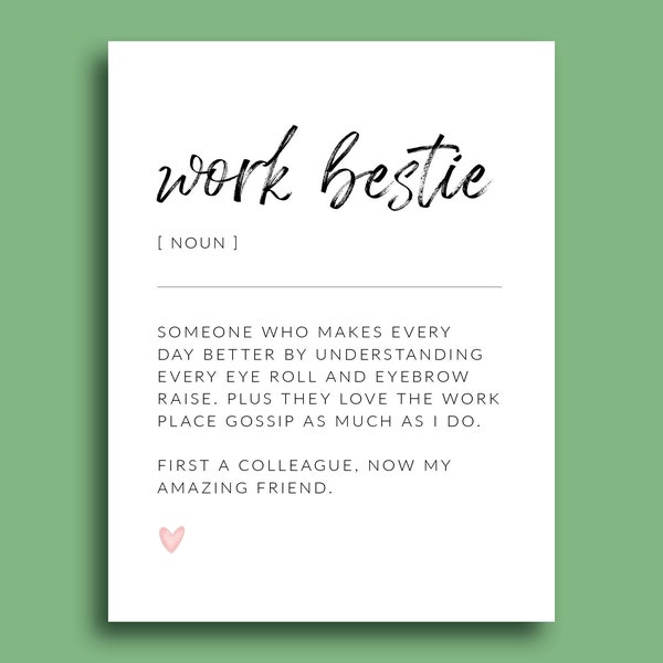 Work Bestie Greeting Card | Funny Friendship Card For Coworker | Gift For Best Friend | Friendship Gift | Funny Workplace Birthday Card