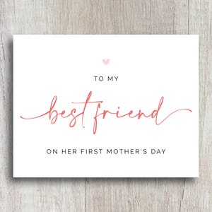 To My Best Friend | First Mother's Day Card | New Mom Gift | Minimalist Card for Best Friend | Handwritten Design