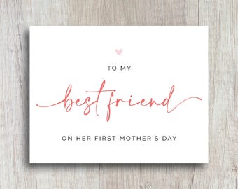 To My Best Friend | First Mother's Day Card | New Mom Gift | Minimalist Card for Best Friend | Handwritten Design