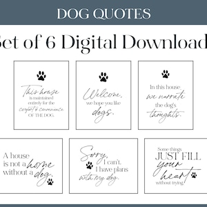 Dog Lovers Quote Set, Dog Quote Prints, Dog Quotes, Home Decor Wall Art, Dog Lovers Decor, Dog Print Download, Dog Wall Art