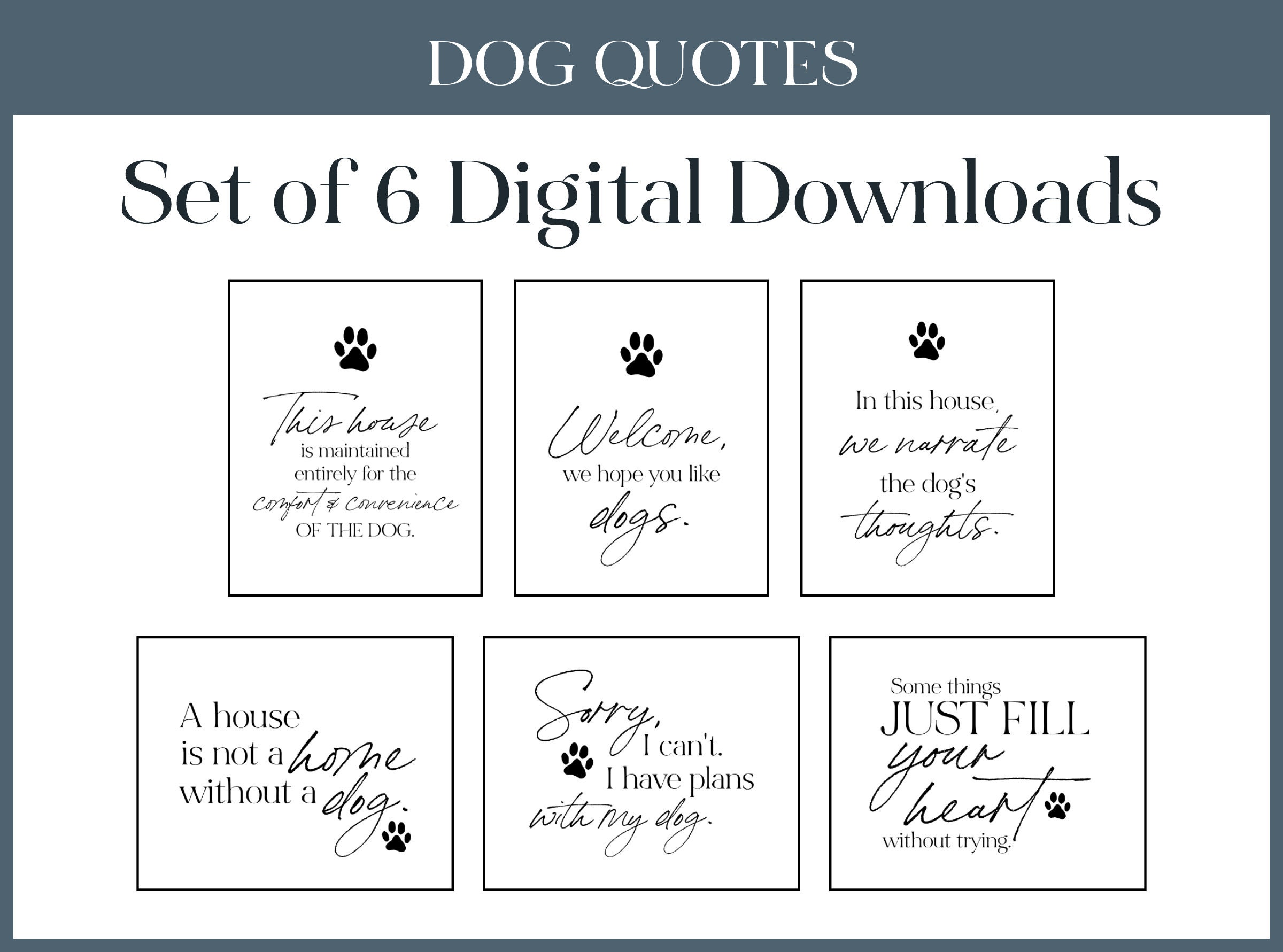 Dog Lovers Quote Set, Dog Quote Prints, Dog Quotes, Home Decor Wall Art, Dog Lovers Decor, Dog ...