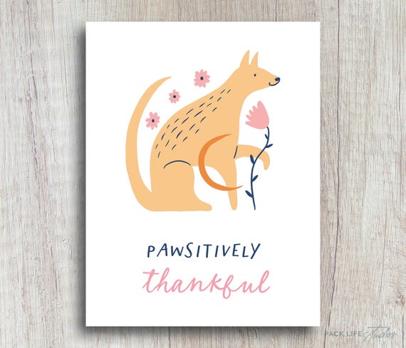 Pawsitively Thankful Card | Dog Greeting Card | Appreciation Card | Pet-Sitter Thank You | Dog Mom Stationery