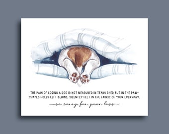 So Sorry For Your Loss | Pet Loss Card | Card For Grieving Friend | Loss of Pet Keepsake | Sympathy Card for Loss of Dog