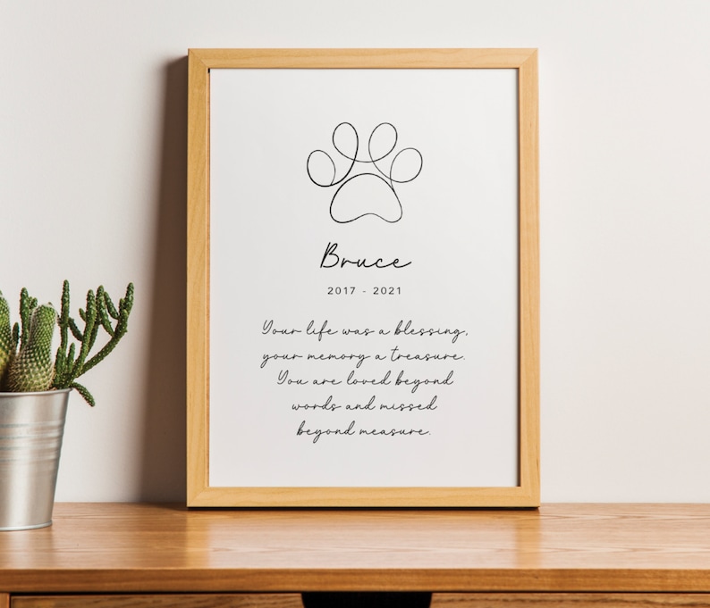 Custom Pet Memorial Print Pet Memorial Quote Wall Art Personalized Pet