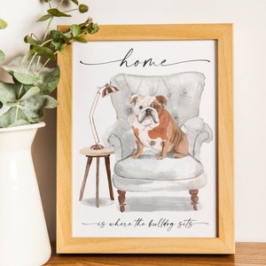 English Bulldog Art Print, Dog Wall Decor, Bulldog Lover, Home Decor Wall Art, Bulldog Wall Art, Dog Mom Decor, Dog Print Download