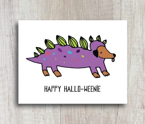 Happy Halloweenie | Funny Halloween Greeting Cards | Card For Halloween Party | Cute and Funny Dachshund Costume | Doggie Daycare Cards