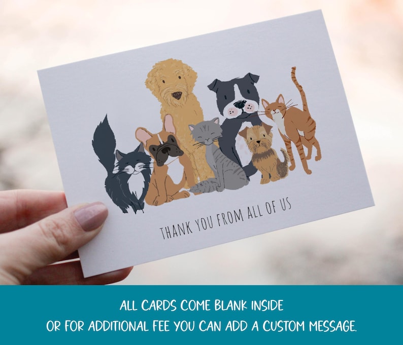 Thank You From All of Us | Cute Animal Group Thank You Card for Pet ...