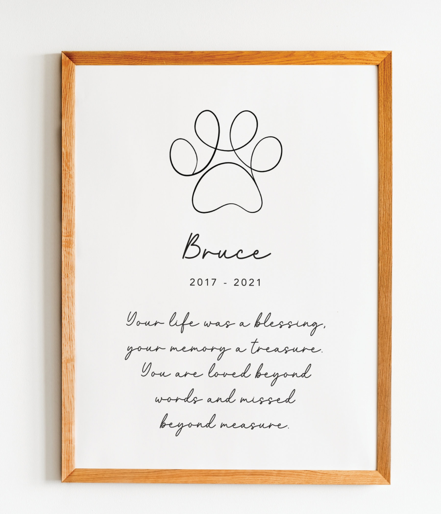 Custom Pet Memorial Print | Pet Memorial Quote Wall Art | Personalized Pet Keepsake | Loss Of Pet Gift | Memorial Tribute
