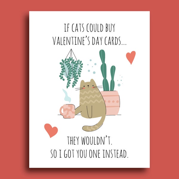 If Cats Could Buy Valentine's Day Cards | Funny Valentine's Day Card For Cat Mom | Funny Card For Cat Lovers | Vday Gift For Cat People