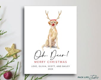Oh Deer! Custom Christmas Cards With Pets | Personalized Holiday Stationery | Add Your Dog, Cat, or Puppy to a Christmas Card | 2025 Cards