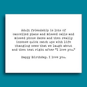 Adult Friendship Quotes Greeting Card | Funny Birthday Card | Birthday Humor | Birthday Gift For Best Friend | Best Friend Birthday Card