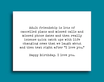 Adult Friendship Quotes Greeting Card | Funny Birthday Card | Birthday Humor | Birthday Gift For Best Friend | Best Friend Birthday Card