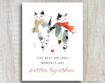 Better Together Christmas Card | Ice Skating Cats Holiday Card | Winter Greeting for Couples, Friends or Family