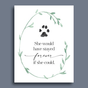 She Would Have Stayed Forever If She Could | Pet Loss Card | Card For Grieving Friend | Loss of Pet Keepsake