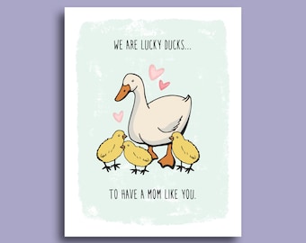 We Are Lucky Ducks To Have A Mom Like You | Mother's Day Card | Birthday Card for Mom | Mothers Day Card From Kids | Gift From All Of Us