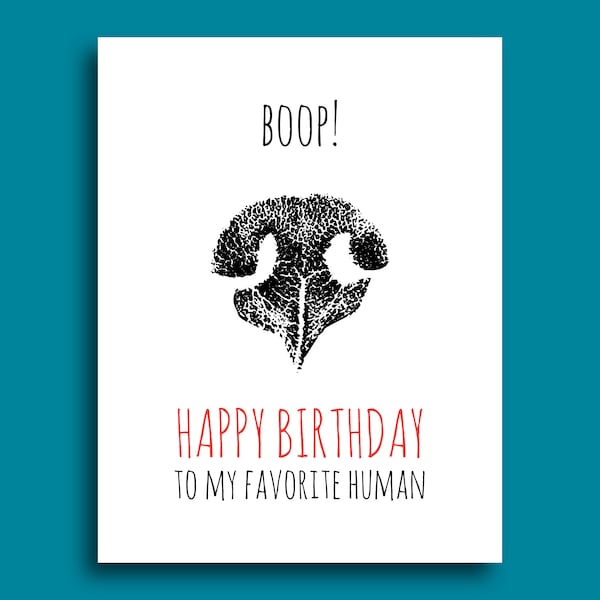 Boop! Happy Birthday To My Favorite Human | Card From The Dog | Dog Mom Gift | Dog Dad Gift | Dog Nose Print Card