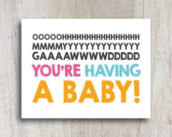 Funny Baby Shower Card: Oh My Gawd, New Parents Gift