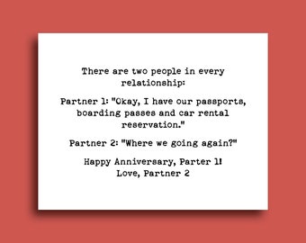 Funny Anniversary Card: Travel Planner, Forgetful Partner