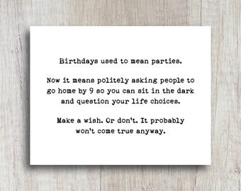 Sarcastic Birthday Card: Dark Humor for Friends & Coworkers