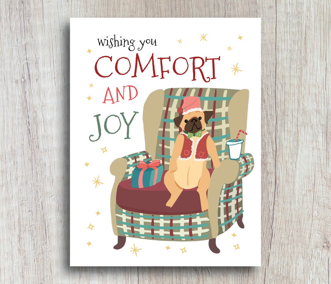 Funny Pug Christmas Card: Comfort and Joy Holiday Greetings - Etsy