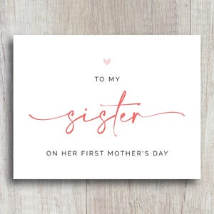 First Mother's Day Card for Sister: Minimalist Pink Heart Design