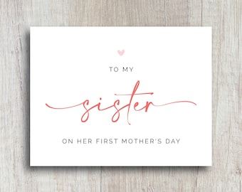 First Mother's Day Card for Sister: Minimalist Pink Heart Design