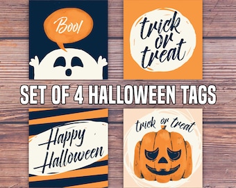 Halloween Favor Tag Set | Trick Or Treat Tags | Printable Party Tags | Halloween Labels | Instant Download Template | Ready to Print | DIY