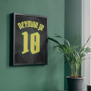 Neymar JR Brazil Black Jersey Digital Print - A4, A3, A5, 11x14 - Exclusive Football Wall Art, Home Decor, Gift for Fans, Limited Edition