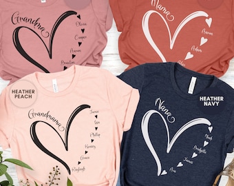 Custom Grandma Shirt Grandma Names Shirt Personalized Grandma Gift, Gift For Grandma, Gigi Tshirt Birthday Gift Grandma, Nana Shirt, Mom Tee