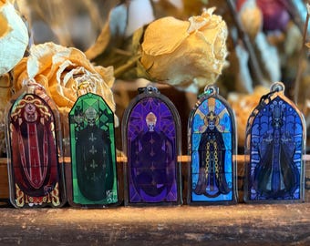 Dijes acrílicos de vidrieras para papás
