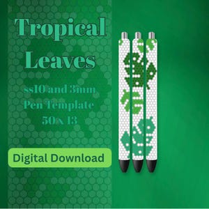 Długopis z tropikalnym liściem | Szablon z kryształkami | ss10 3 mm | Monstera Leaf