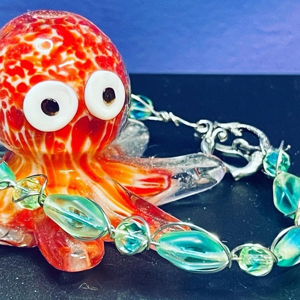 Steel and uranium glass mermaid bracelet