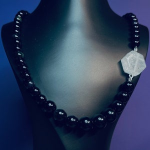 Universal Brooch Necklace - Rainbow Obsidian or Rose Quartz