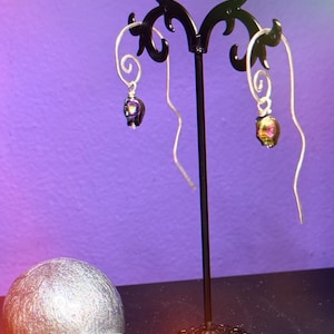 Long spiral earrings with removable charm in gold, silver, or rose gold
