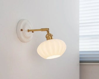 Ceramic wall Lamp/ plug-In/ Pull Chain Wall lamp, Retro Wall lights/ Unique Design Ceramic light fixture/ Bedside Floral Wall lamp