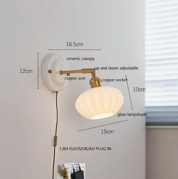 Scandinavian Ceramic Sconce – Handmade White Wall Light, Textured Glaze & Braided Pull Cord, Artisan Flower Wall Lamp