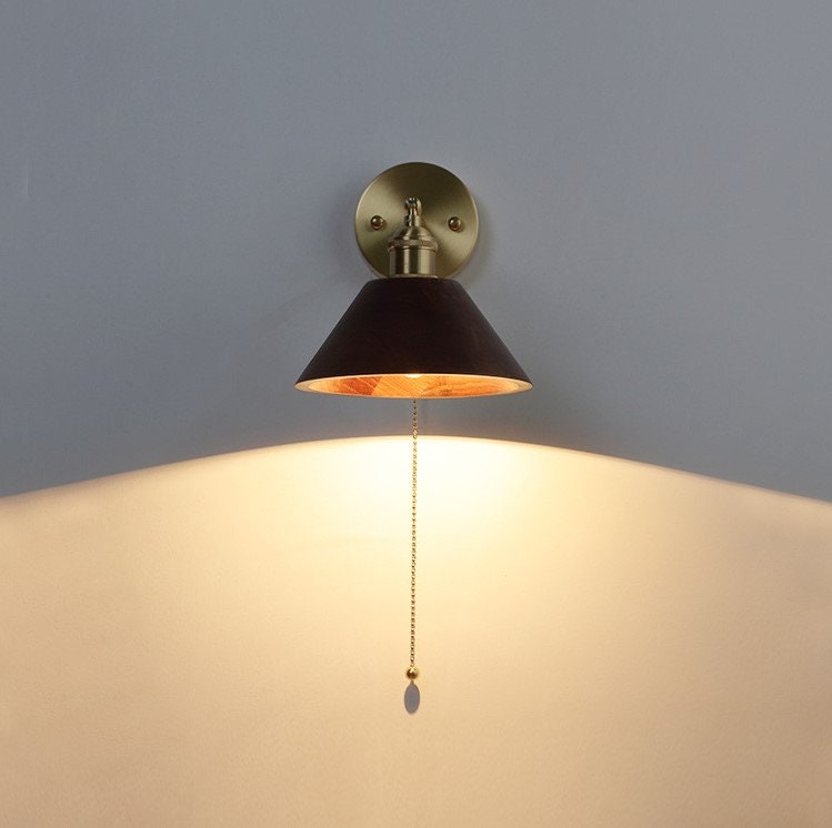 Rustic Walnut Wood Wall Lamp/ Handmade Sconce Fixture/ Wooden Lampshade