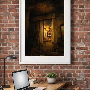 Funchal Window at Night Print - Moody Madeira City Lights Digital Wall Art | Instant Download Photo