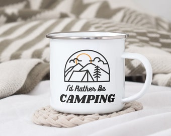 Enamel Mug Camping Mug Camper Mug I&#39;d Rather Be Camping Outdoor Mug Mountain Mug Gifts for Camper Gift for Hiker Nostalgic Mountain Gift Mug