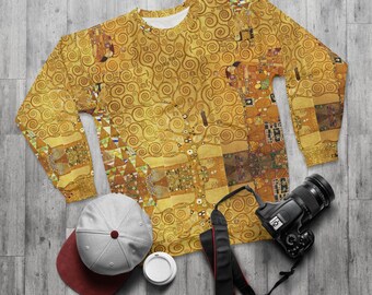 The Tree of Life, Stoclet Frieze by Gustav Klimt Sweatshirt, Unisex All Over Print Aesthetic Sweatshirt, Classic Art Sweatshirt