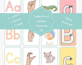 Toddler/Pre-K ASL Alphabet Flashcards