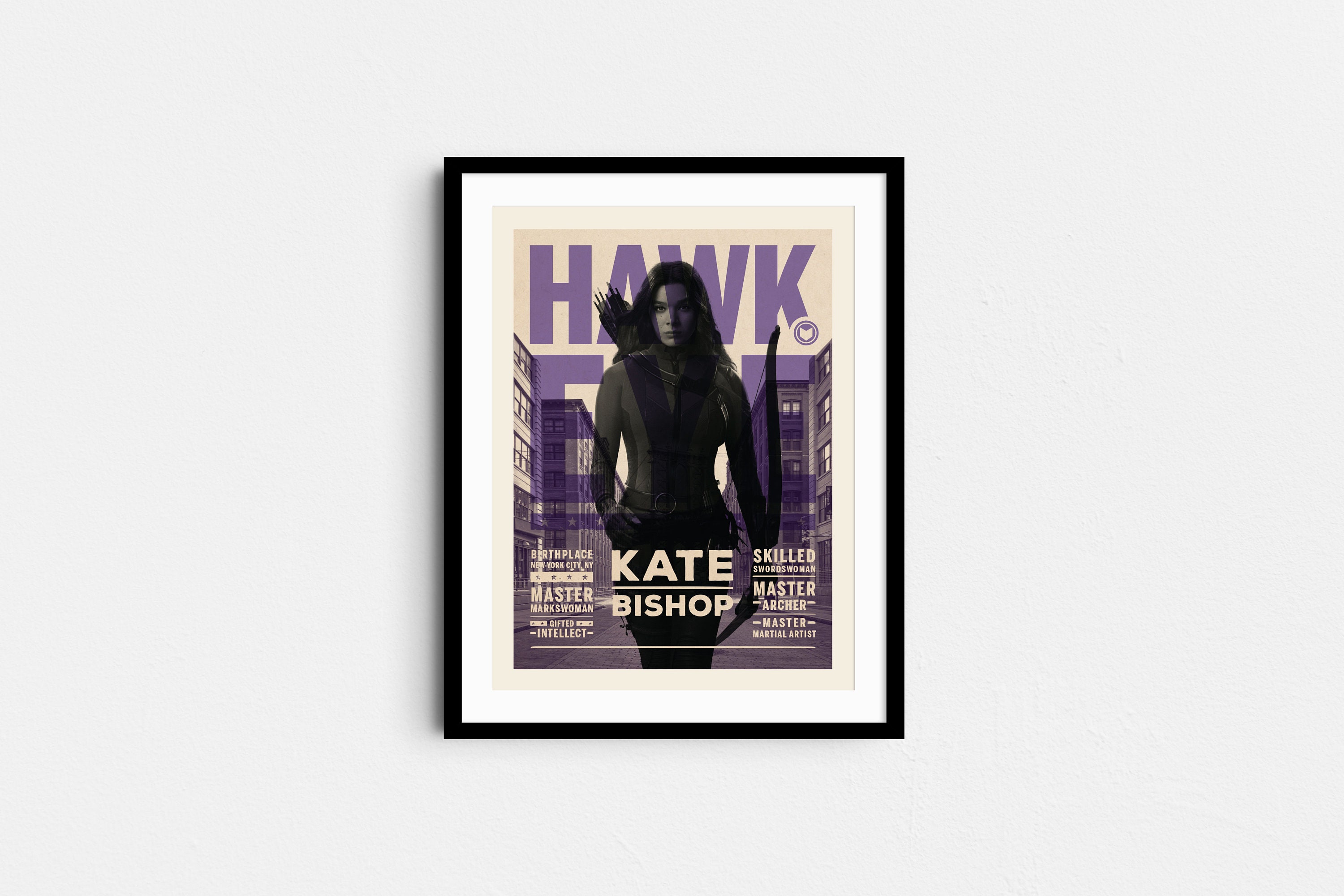 Impresión de cómic estilo Hawkeye de Kate Bishop (12 x 16) pulgadas.