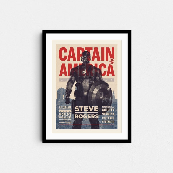 Captain America Print Comic Book Style (12x16) in.