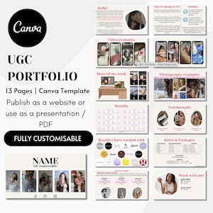 UGC Portfolio Template Canva, UGC Website Template, UGC Media Kit, Content Creator Kit, Minimalist ugc portfolio, Neutral ugc starter kit