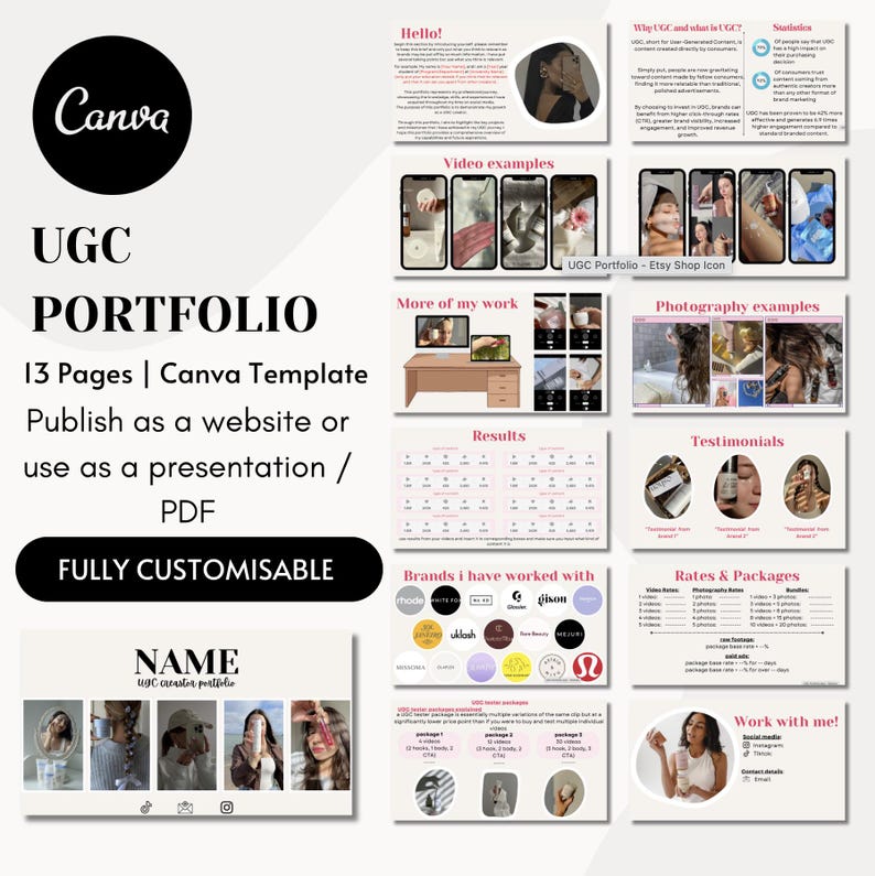 UGC Portfolio Template Canva, UGC Website Template, UGC Media Kit ...