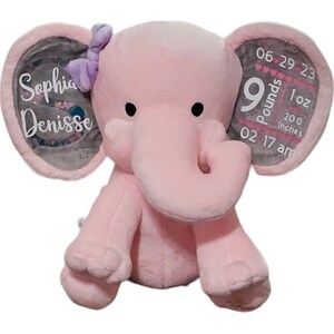 Personalized Baby Elephant Birth Announcement, Gift