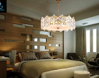 Modern Crystal Chandelier | Gold Pendant Light Fixture | 6 Lights Modern Chandelier | Crystal Chandelier