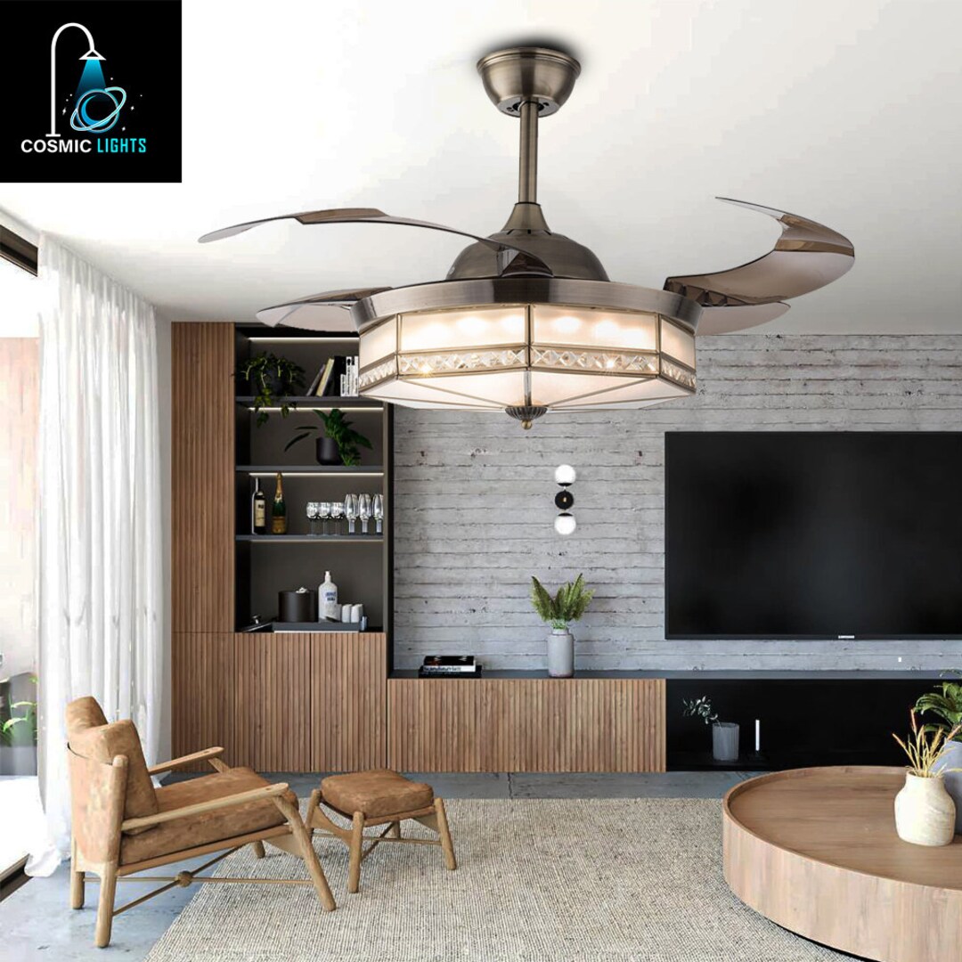 42 Inches Modern Classic Ceiling Fan With Retractable Blades Modern