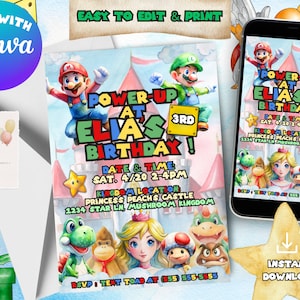 Editable Template Super Mario Birthday Invitation